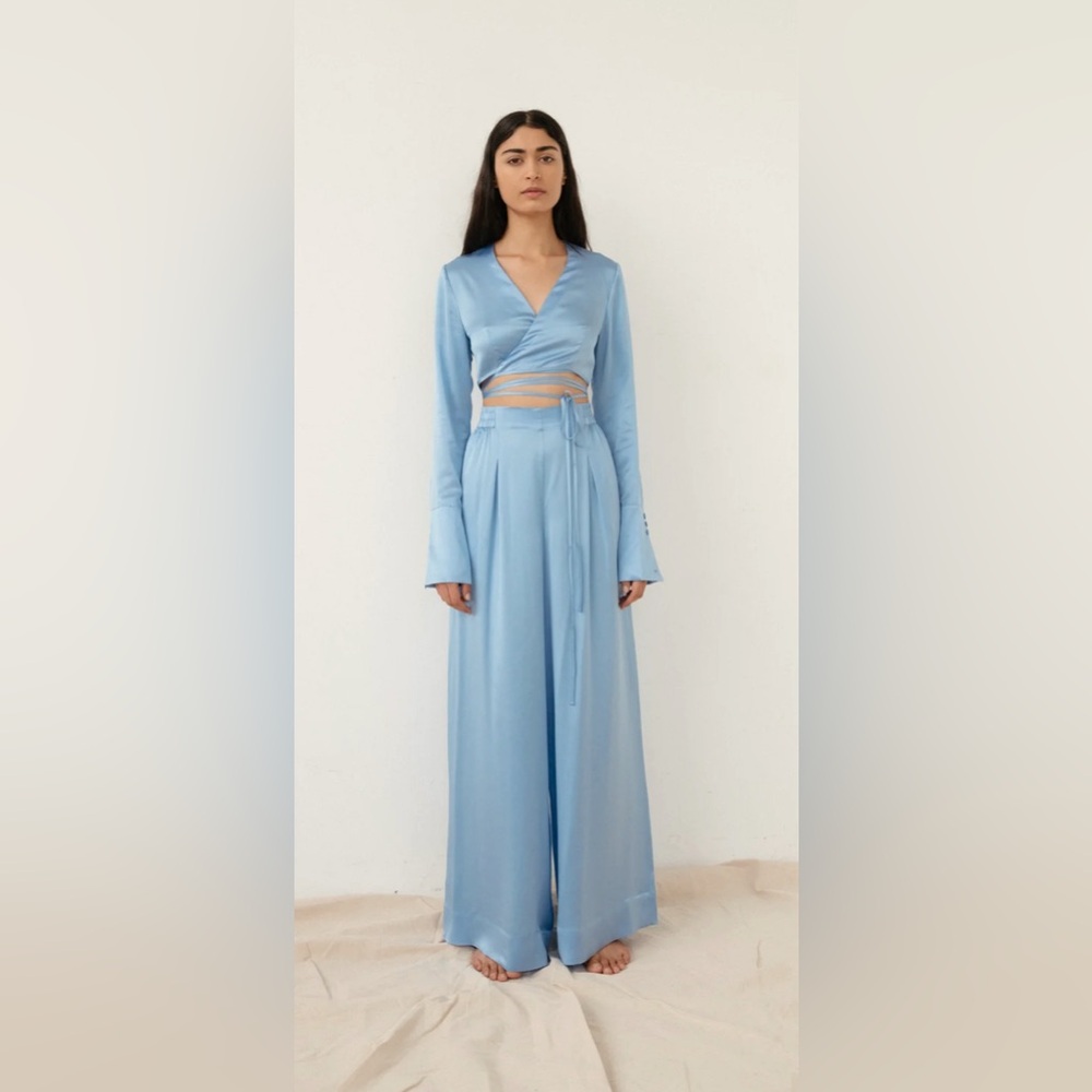 Palm Swimwear Blue Silk Pants size 4